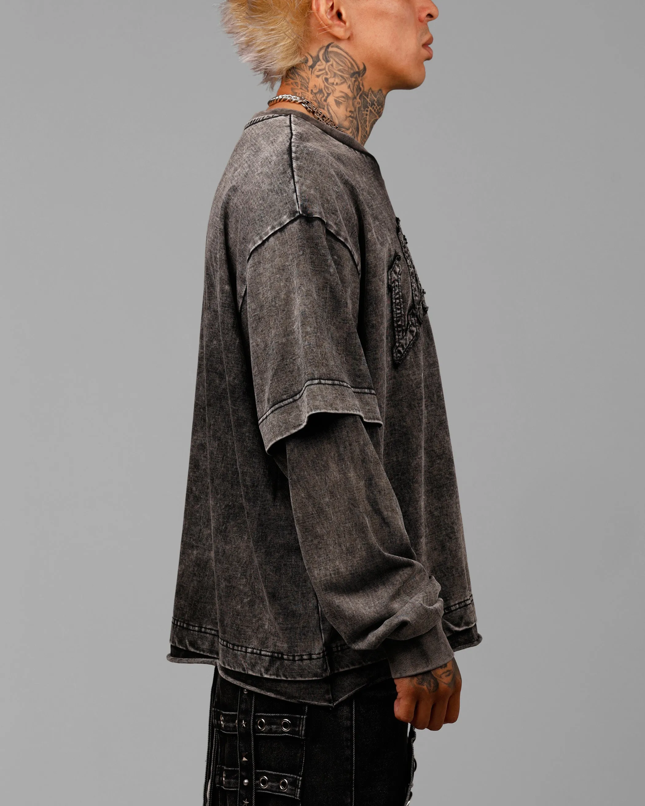 Loiter Impact Long Sleeve T-Shirt Washed Black/White