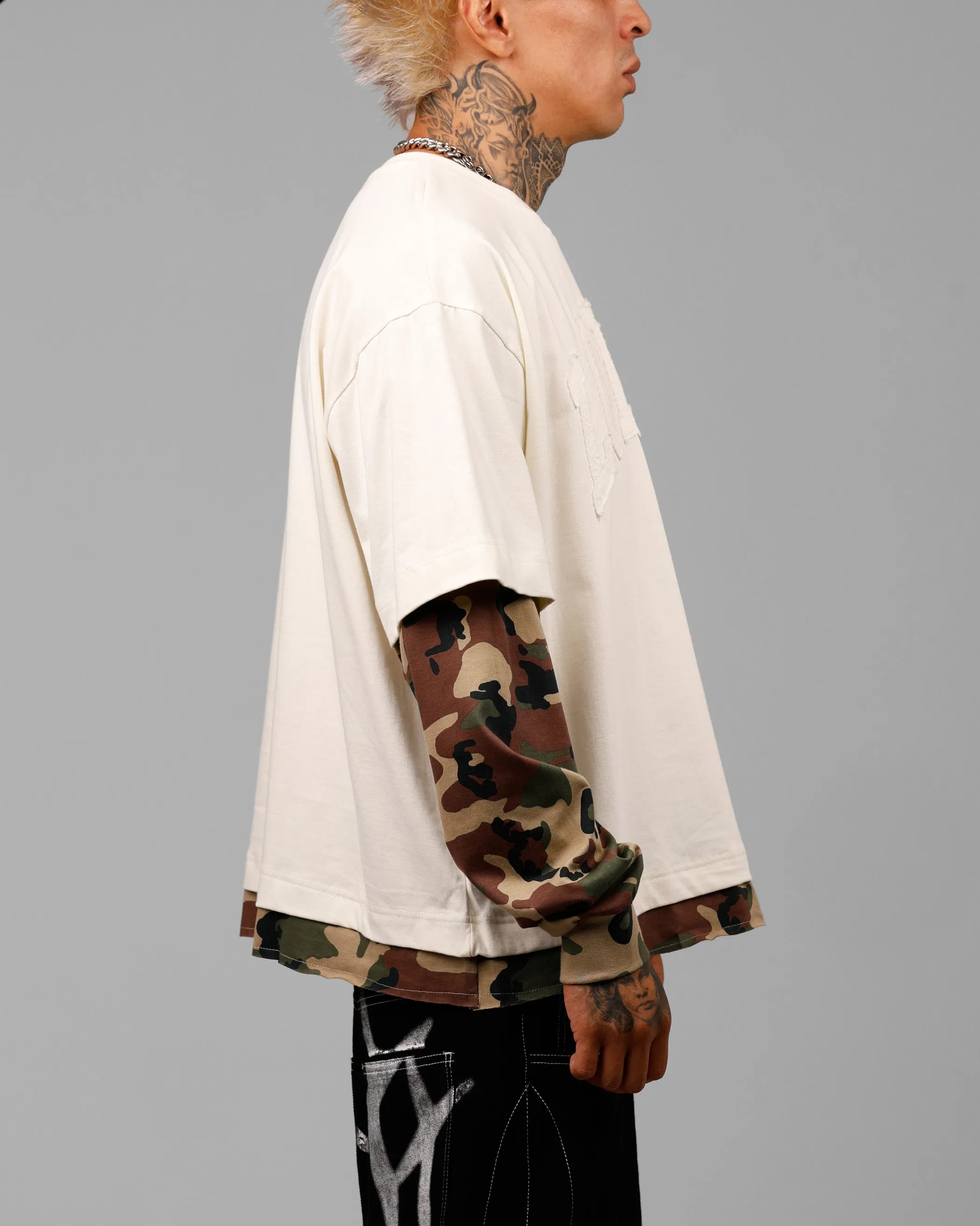 Loiter Impact Long Sleeve T-Shirt Washed White/Camo