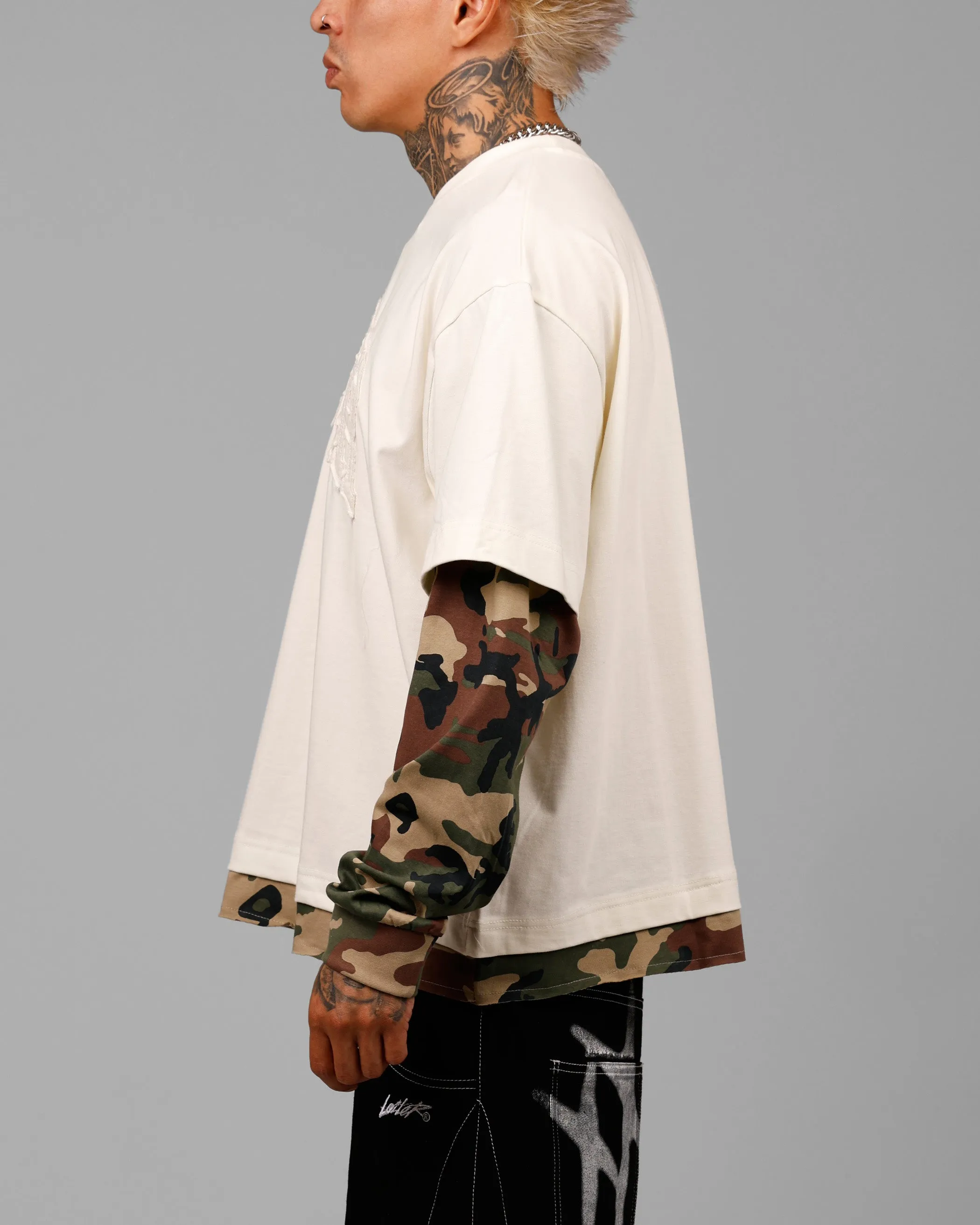 Loiter Impact Long Sleeve T-Shirt Washed White/Camo