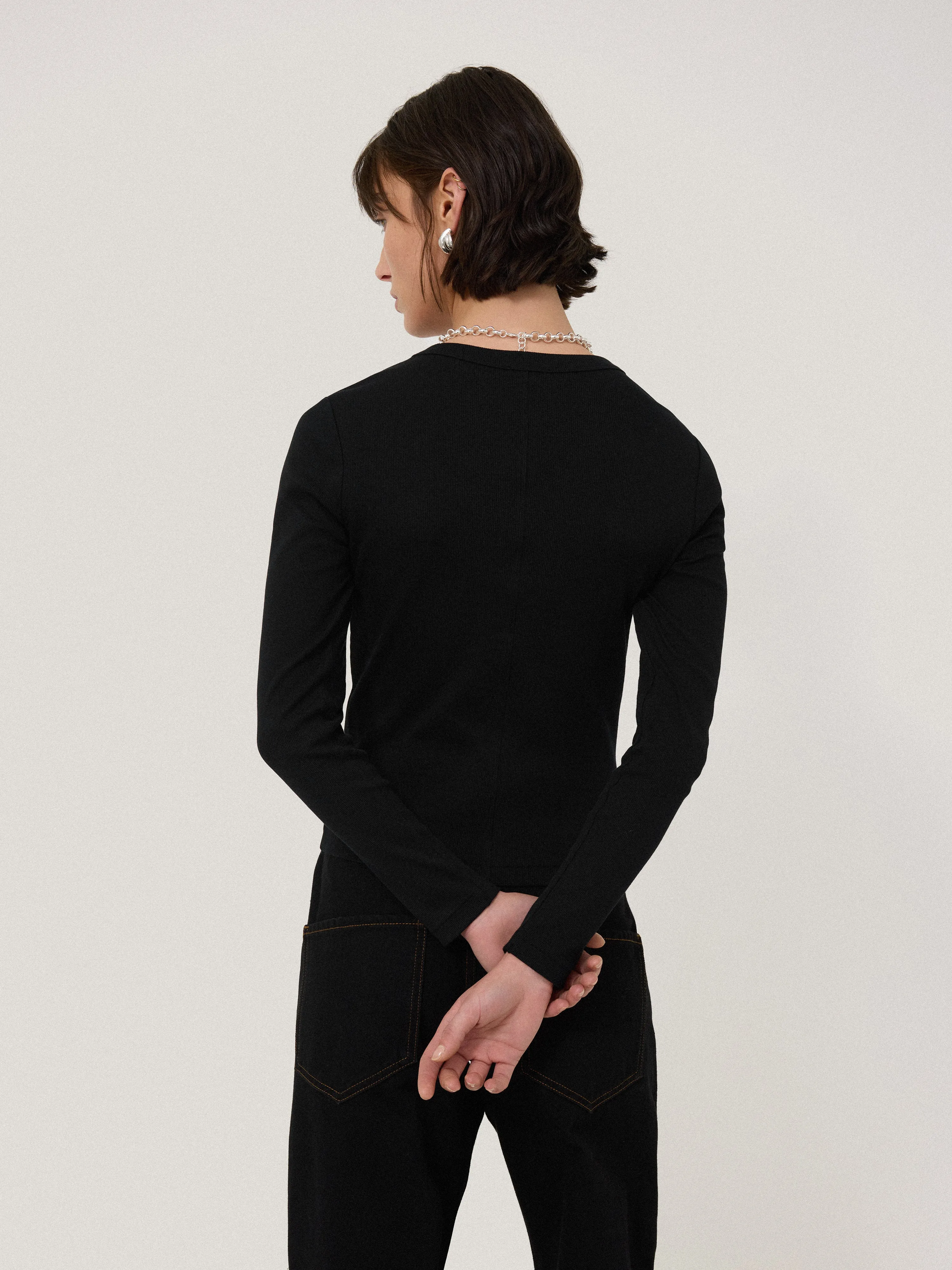 Long Sleeve Fine Cotton Baby Tee | Black
