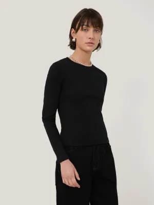 Long Sleeve Fine Cotton Baby Tee | Black