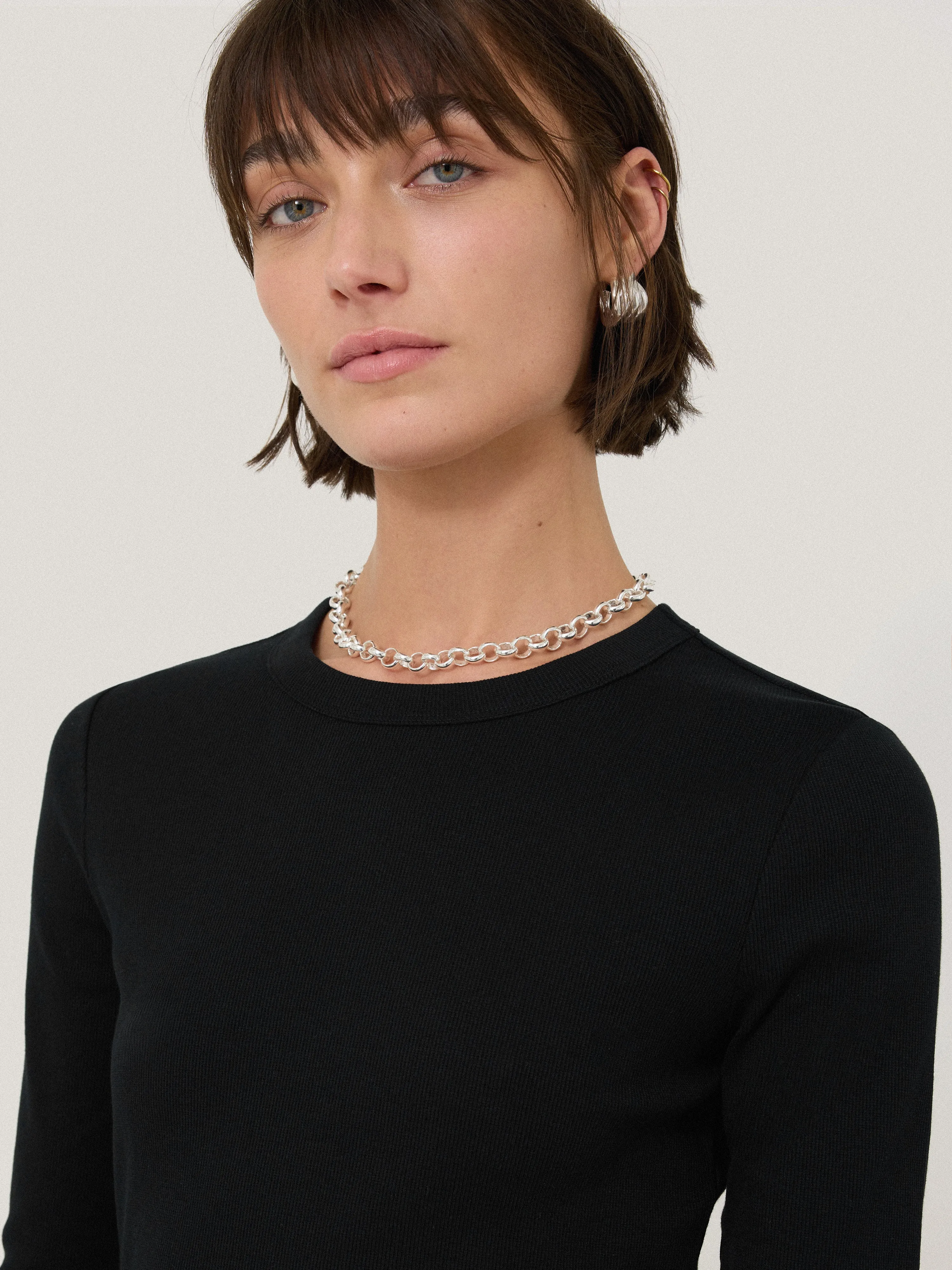 Long Sleeve Fine Cotton Baby Tee | Black