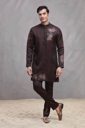 Maroon Silk Indo Western with Hand Paint & Embroidery