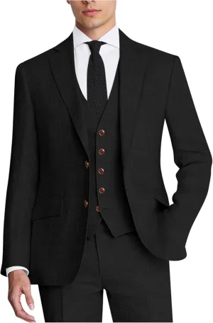 Men's Suit 3 Piece Linen Suits Slim Fit Suit Blazer Vest Pants Set Wedding Prom Tuxedos Business Casual Suit