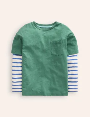 Mock Sleeve T-Shirt-Spruce Green