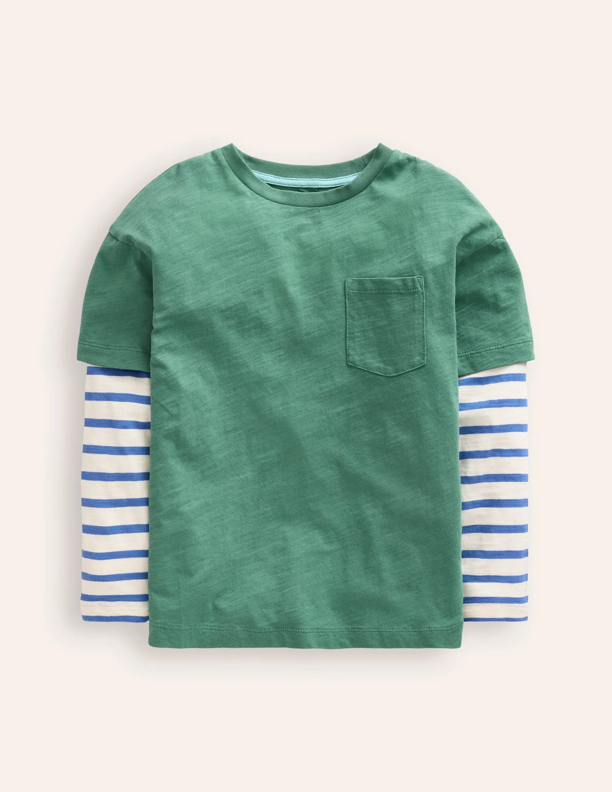 Mock Sleeve T-Shirt-Spruce Green
