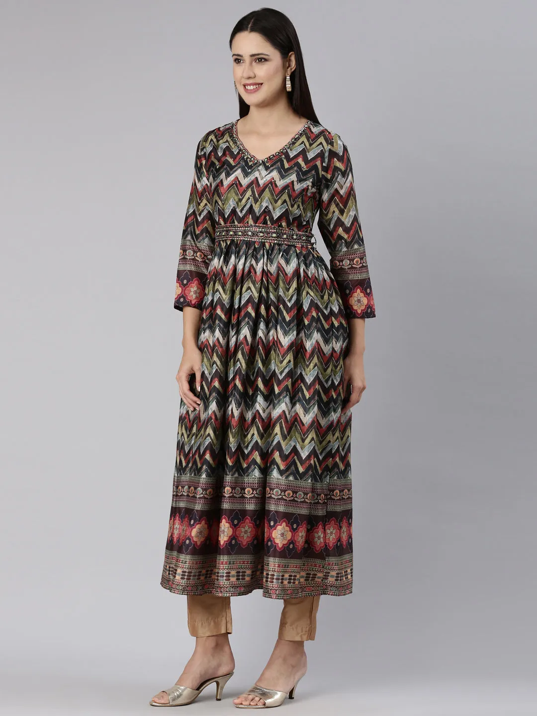 Neeru's Multi Straight Casual Chevron Dress
