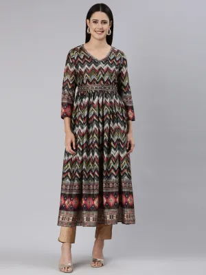 Neeru's Multi Straight Casual Chevron Dress