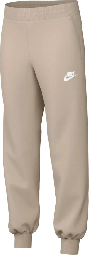 Nike Sportswear Club Fleece Big Kids' (Girls') High-Waisted Fitted Pants Sand Drift/Sand Drift/White Size - X-Large