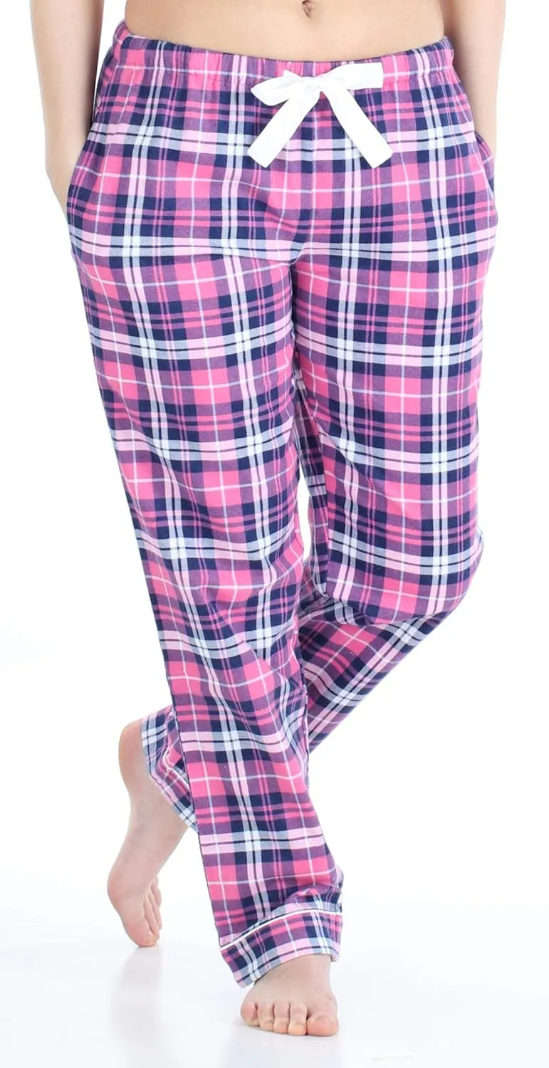 PajamaMania Women's Cotton Flannel Pajama PJ Pants with Pockets