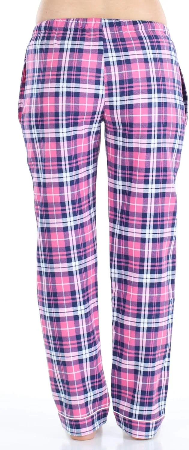 PajamaMania Women's Cotton Flannel Pajama PJ Pants with Pockets