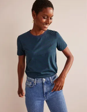 Printed Crew Neck T-shirt-Emerald Night, Reverie