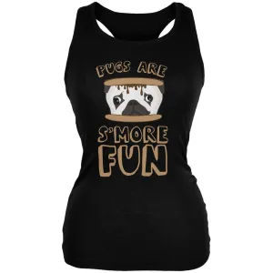 Pugs Are S'More Fun Black Juniors Soft Tank Top
