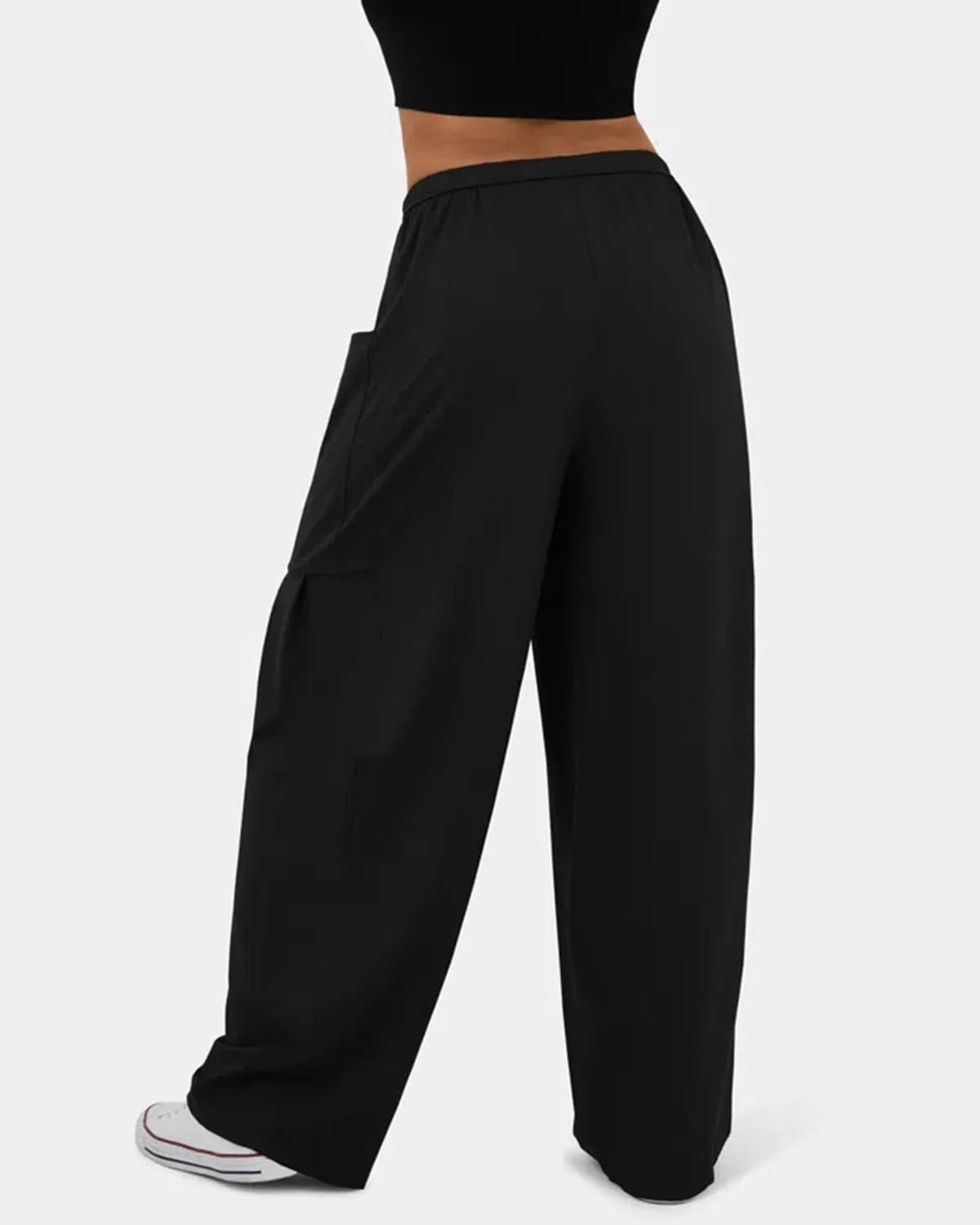 RINTONIX Womens Loose Drawstring High Waisted Wide Leg Harem Pants with Pockets Baggy Casual Summer Palazzo Sweatpants