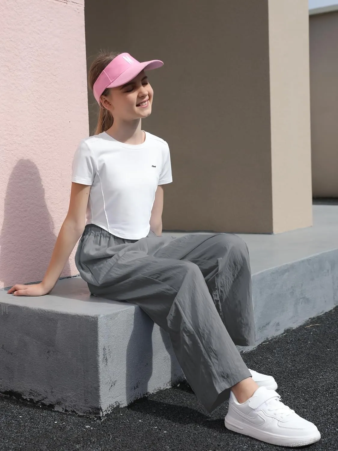 SANGTREE Girls & Woman Wide Leg Pants Lightweight Casual Elastic High Waist Straight Leg Loose Trousers,4 Years - Woman 2XL