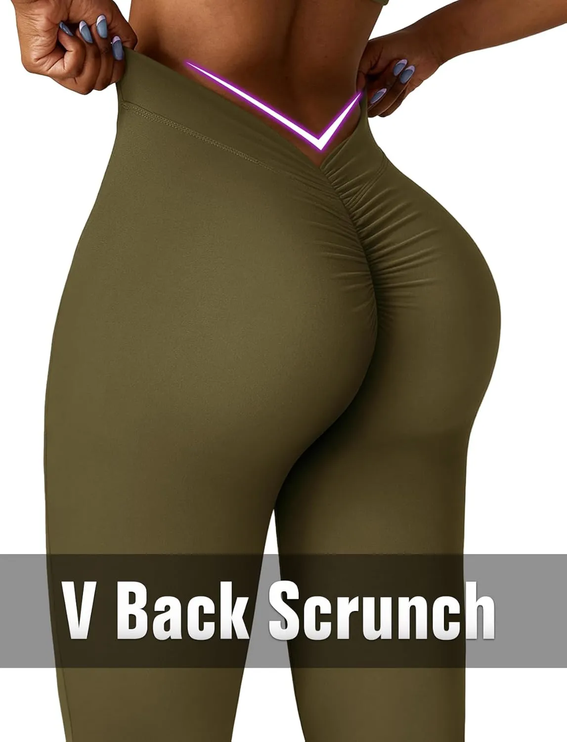 SEASUM V Back Scrunch Butt Flare Leggings for Women Waist Cut Shaped Ruched Bell Bottom Wide Leg Bootcut Yoga Pants