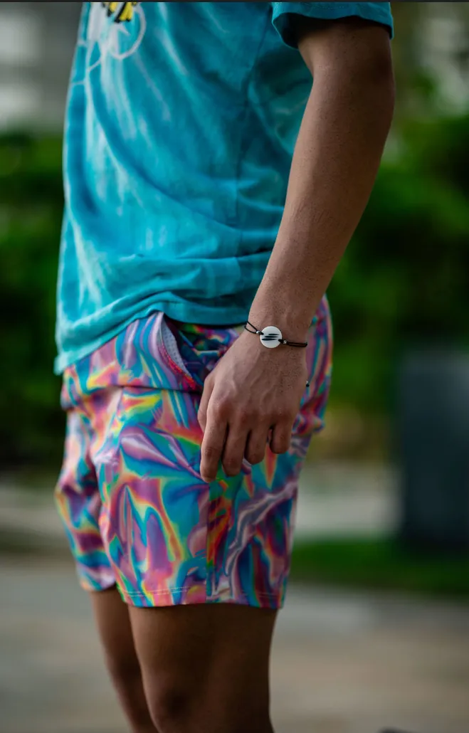 Slim Men Casual Short Holographic