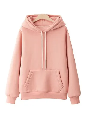 Solid Color Women's Sweatshirts / Long Sleeves Hoodie / Loose Hoodie With Front Pockets - SF0064