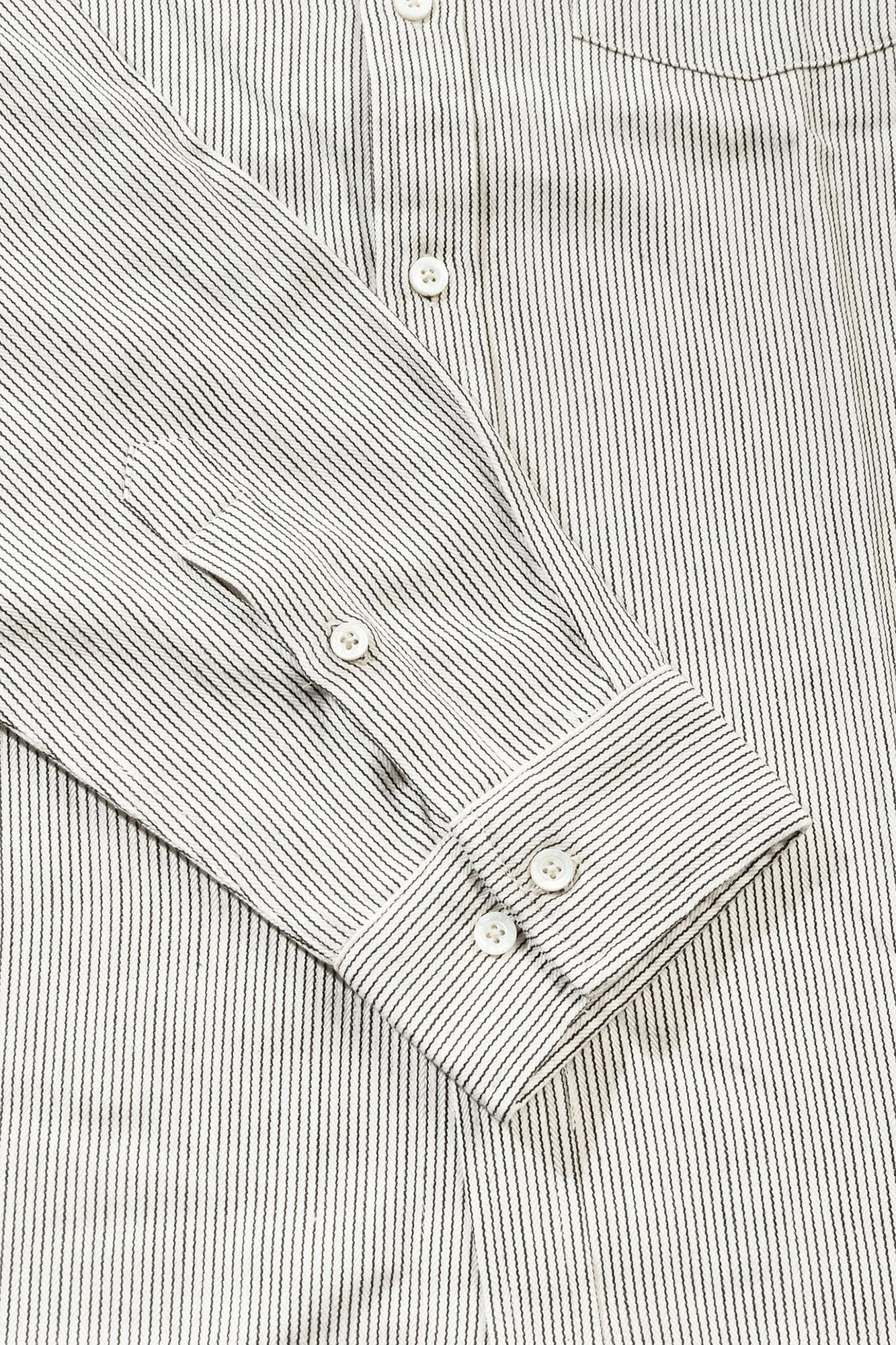 Striped Herringbone Shirt (Beige)