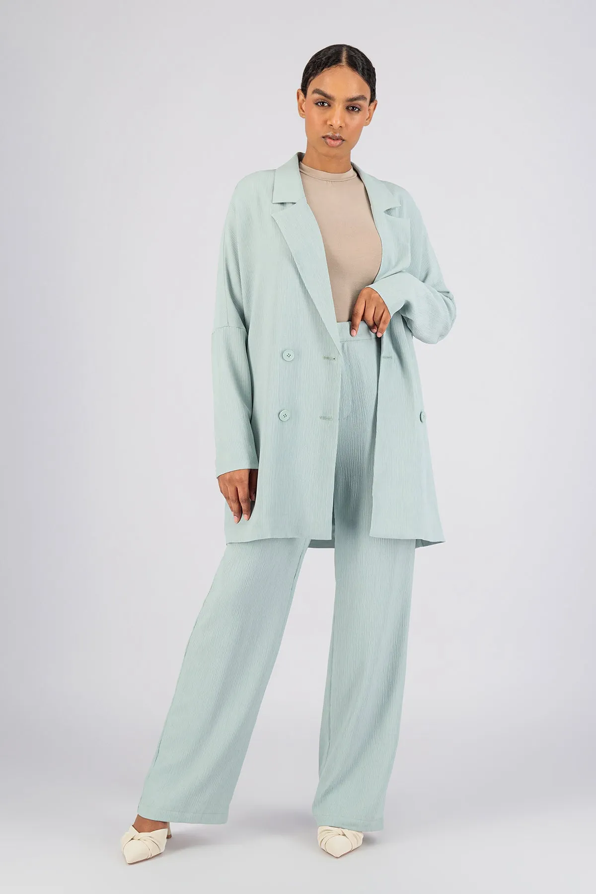 Textured Everyday Blazer - Soft Teal
