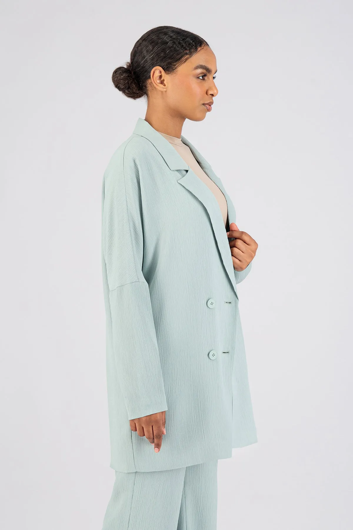 Textured Everyday Blazer - Soft Teal