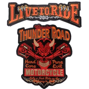 Thunder Road Motorcycle Iron-On Patch For Jackets / Large Embroidered Biker Patches For Clothes