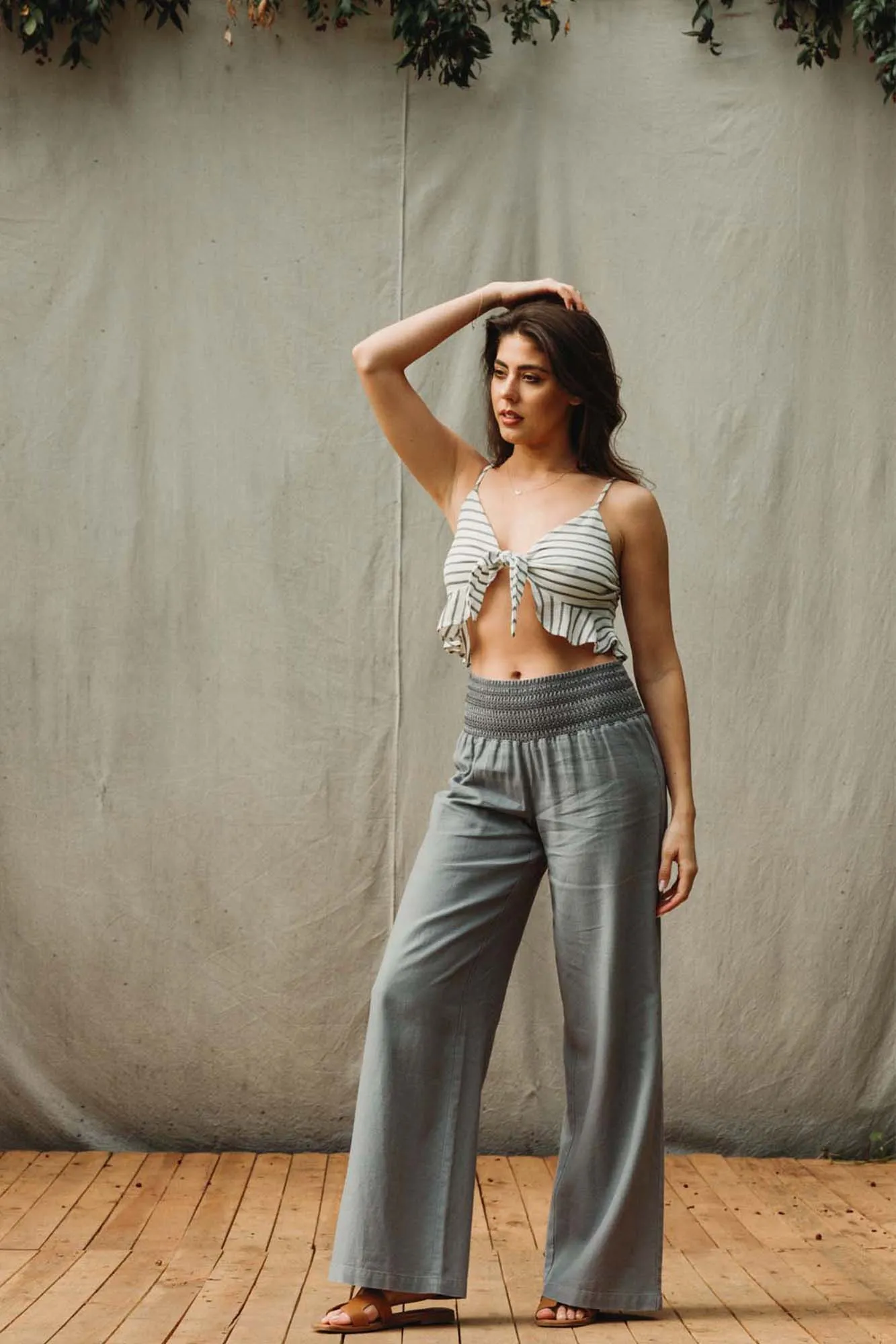 WIDE SMOCKED BOARDWALK PANT - TROOPER