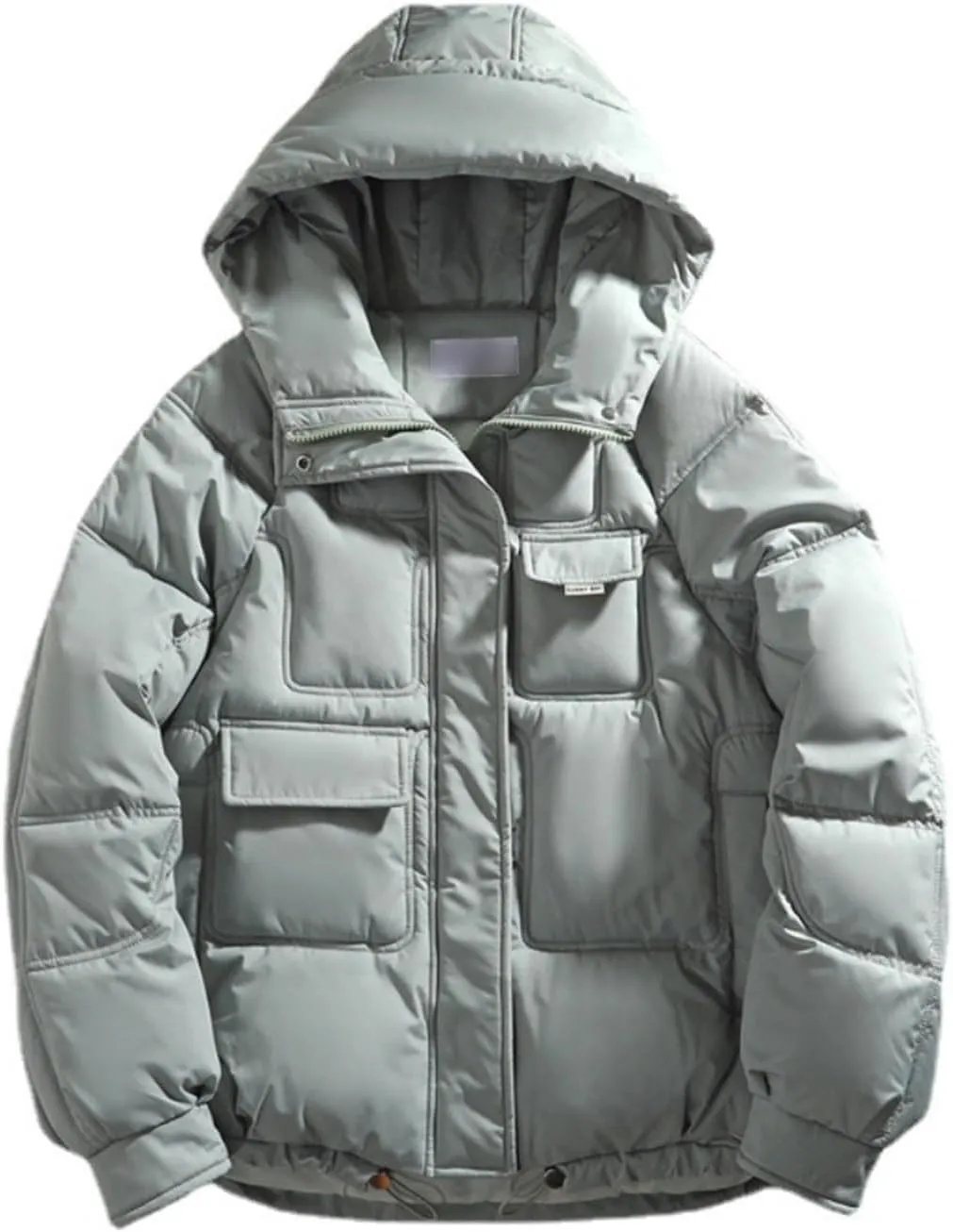 Winter Puffer Jacket Women Solid Simple Hooded Bubble Coat Cotton Padded Warm Parka Pockets Casual Outwear
