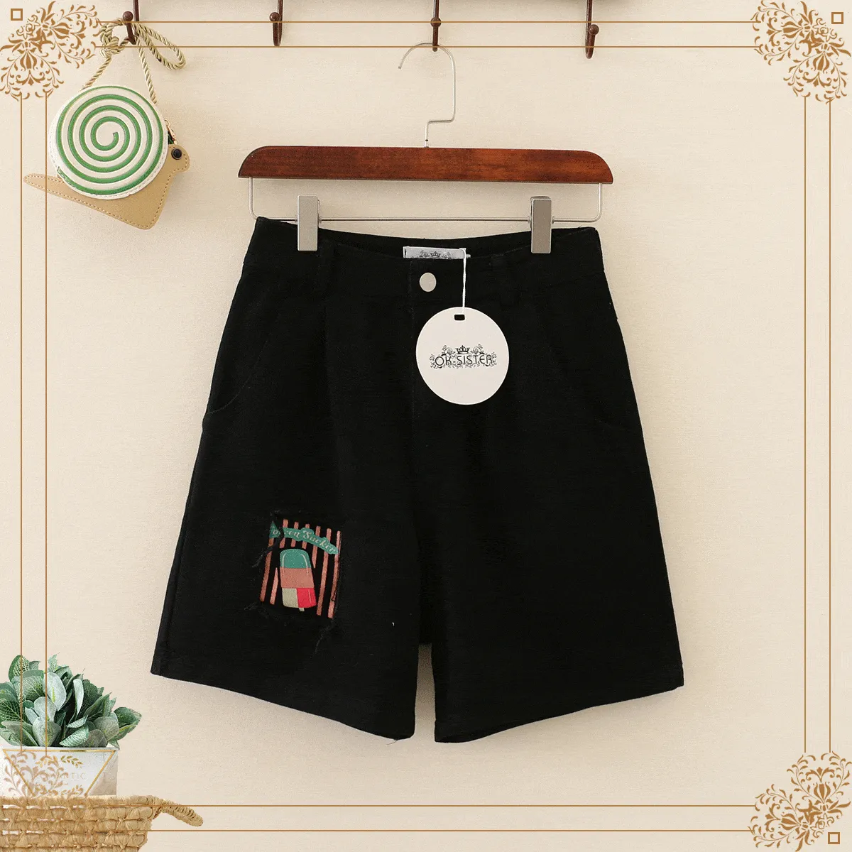 Women's Casual Cartoon Stitching Loose Shorts