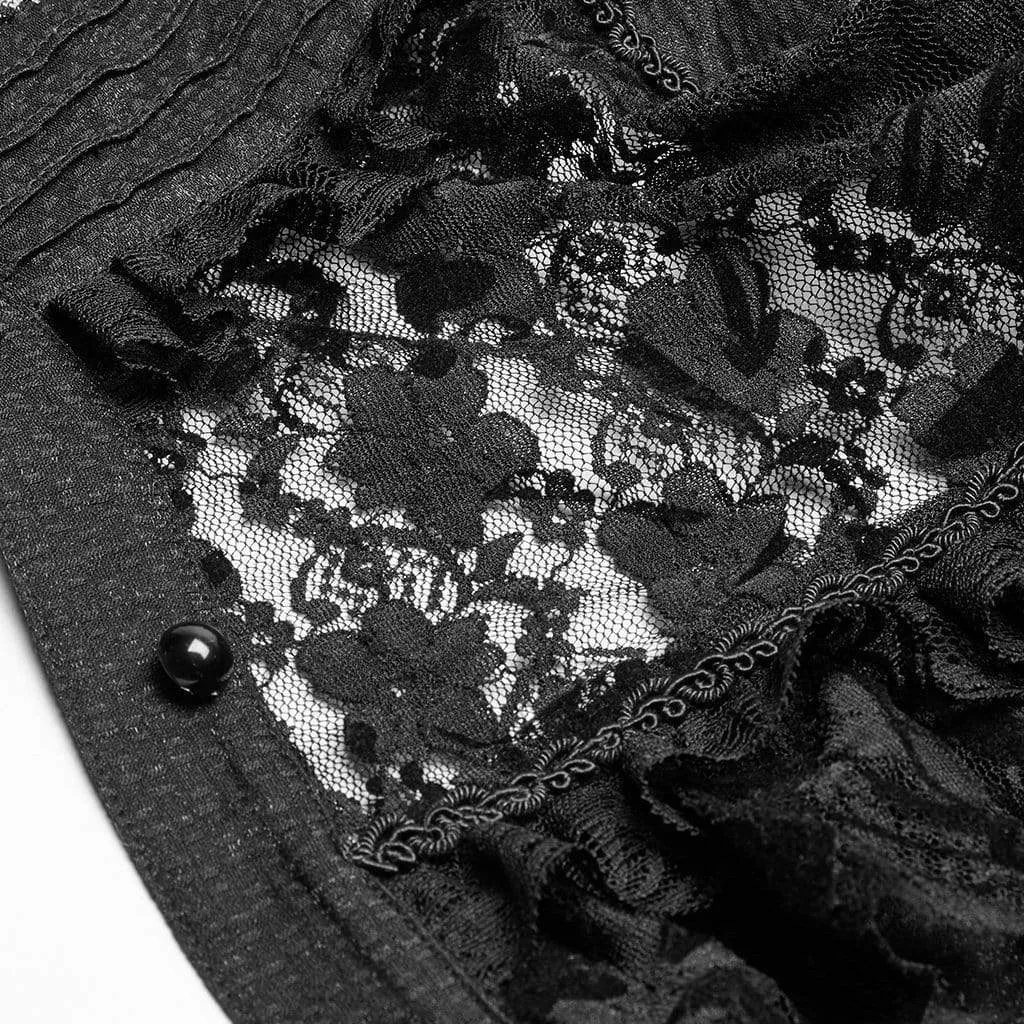 Women's Goth Stand Collar Floral Lace Shirts