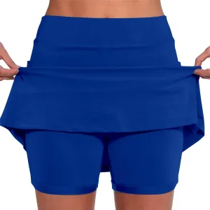 Womens Skorts with Pockets Solid Mid Waist Plus Size Skorts for Women High Waist Athletic Sports Yoga Pants Skirt