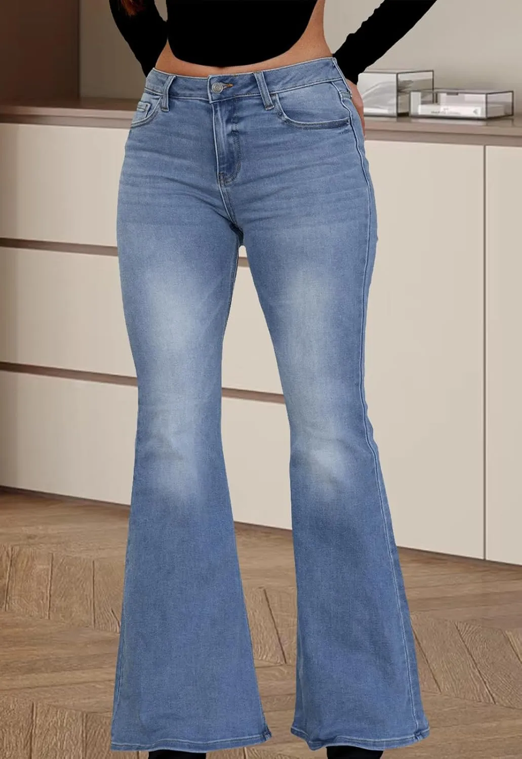 YouSexy Women's Flare Bell Bottom Jeans Destroyed Flare Denim Pants 70s Outfits for Women