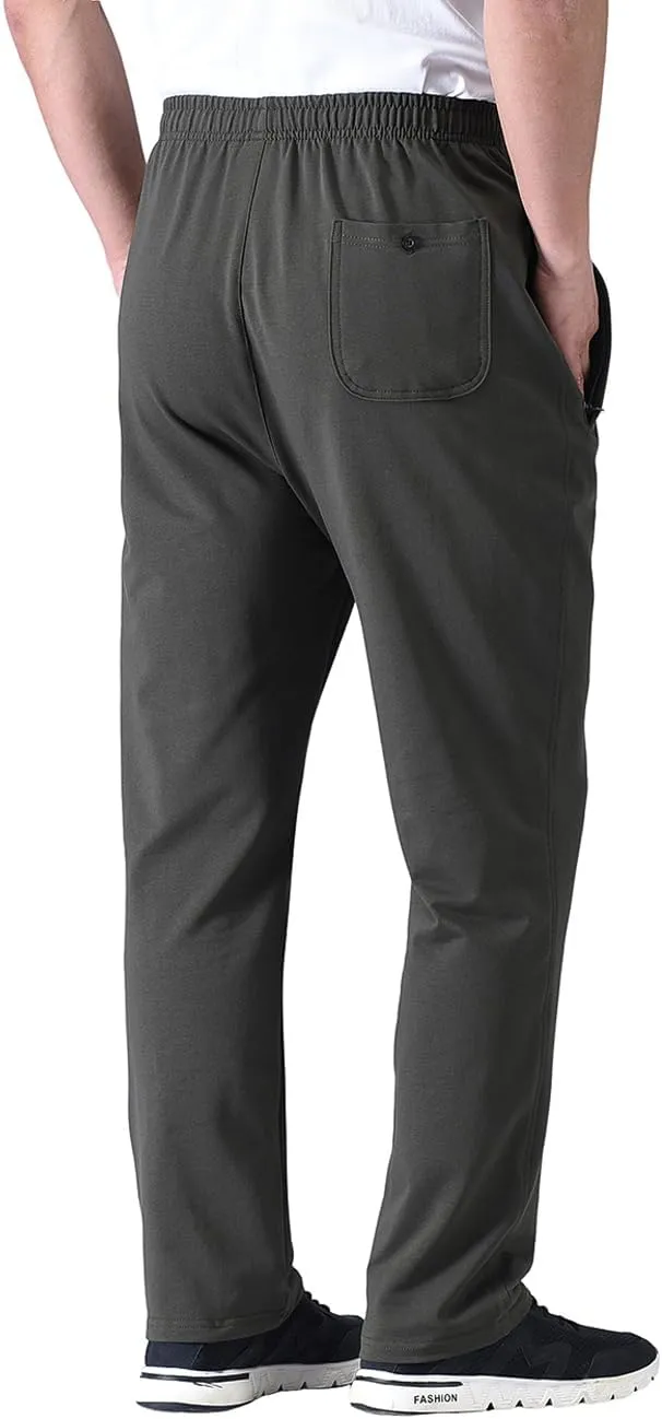 Zoulee Men's Casual Cotton Jogger Sweatpants Zipper Front Pants