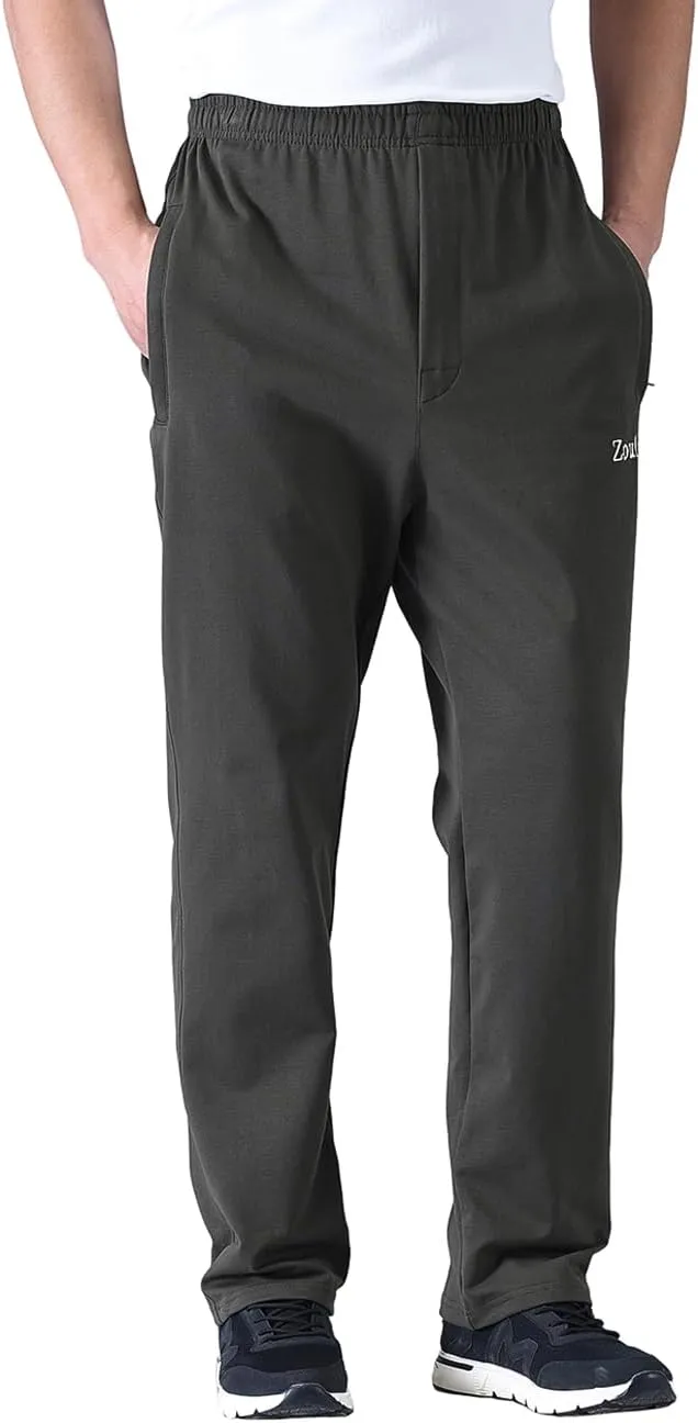 Zoulee Men's Casual Cotton Jogger Sweatpants Zipper Front Pants